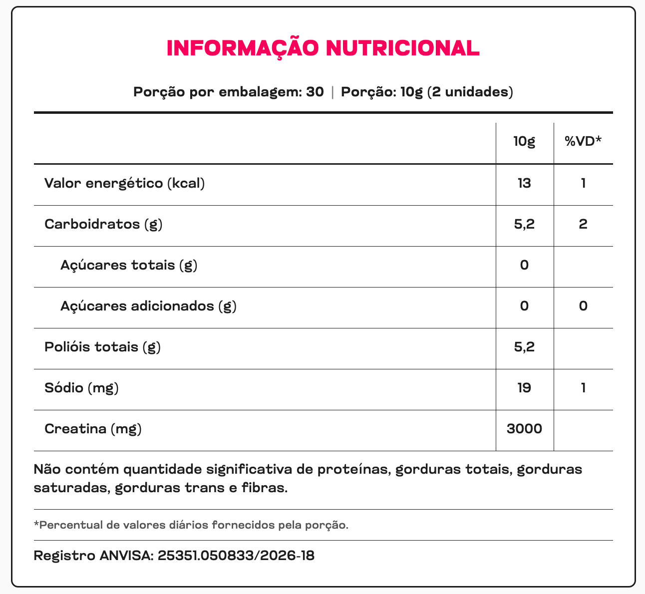 Creatina em Goma Monohidratada Sabor Morango